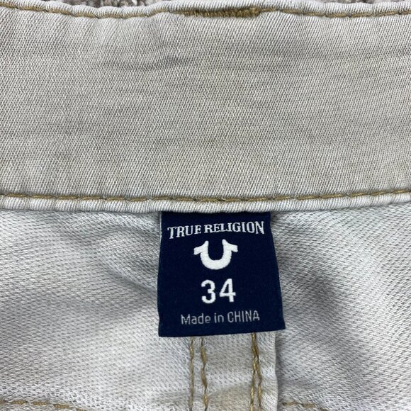 True Religion Geno Pants Men Size 34 Grayish Light Brown Relaxed Slim Stretchy - Picture 5 of 16